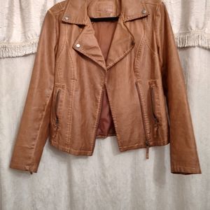 Faux leather bomber jacket